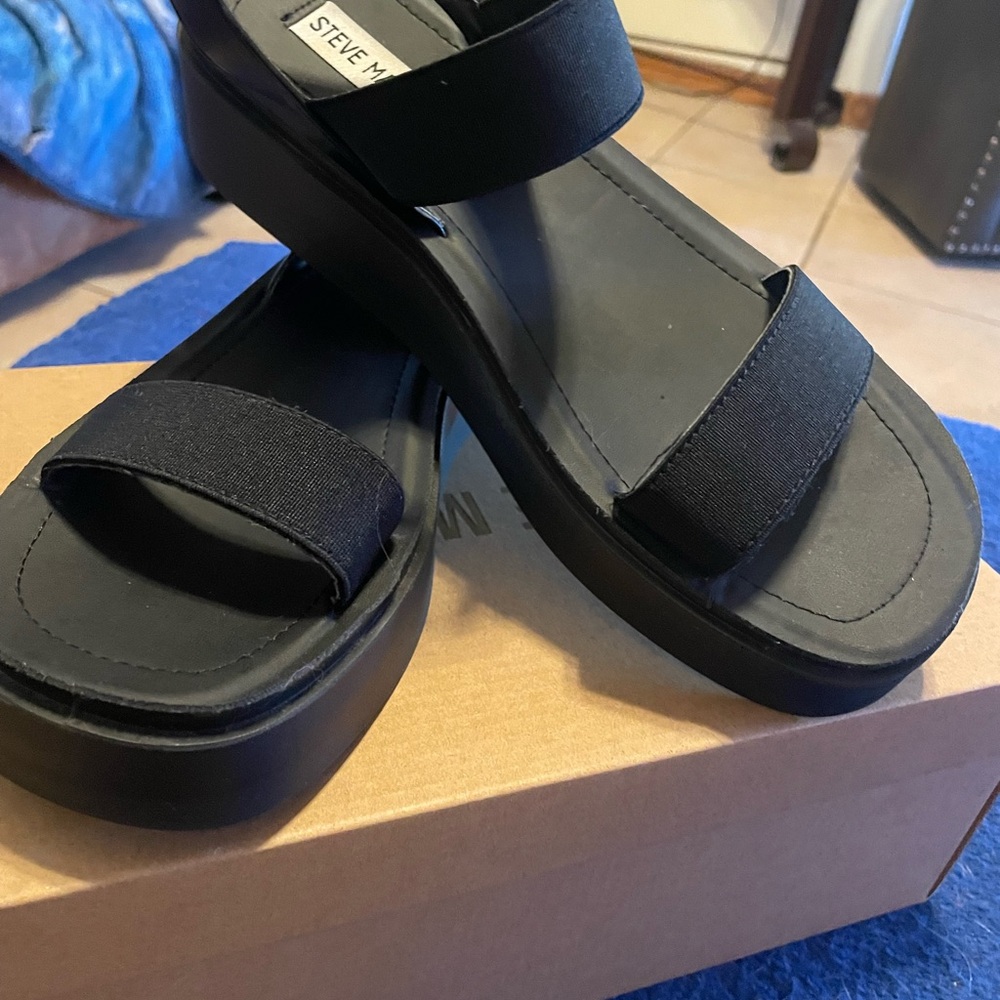 Steve Madden chunky black sandals.